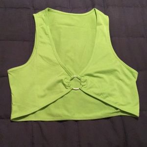 Lime Green O-Ring Crop Tank Top